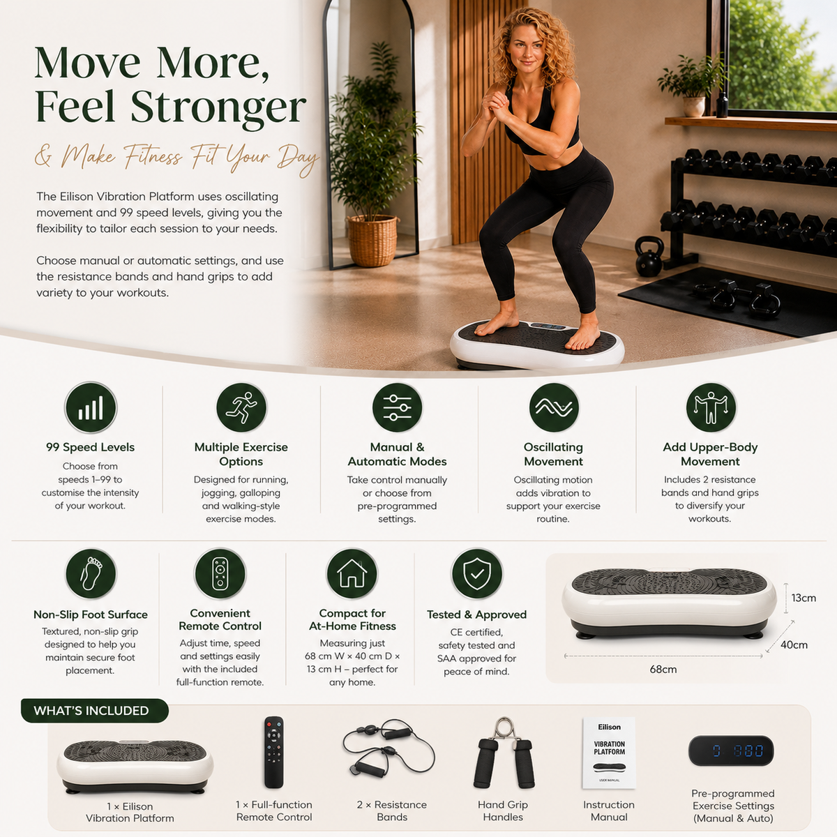 68cm Vibration Plate Machine Social Hike White