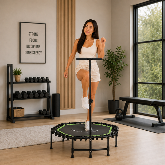 Everfit 48-Inch Fitness Trampoline with Adjustable Handrail - Green