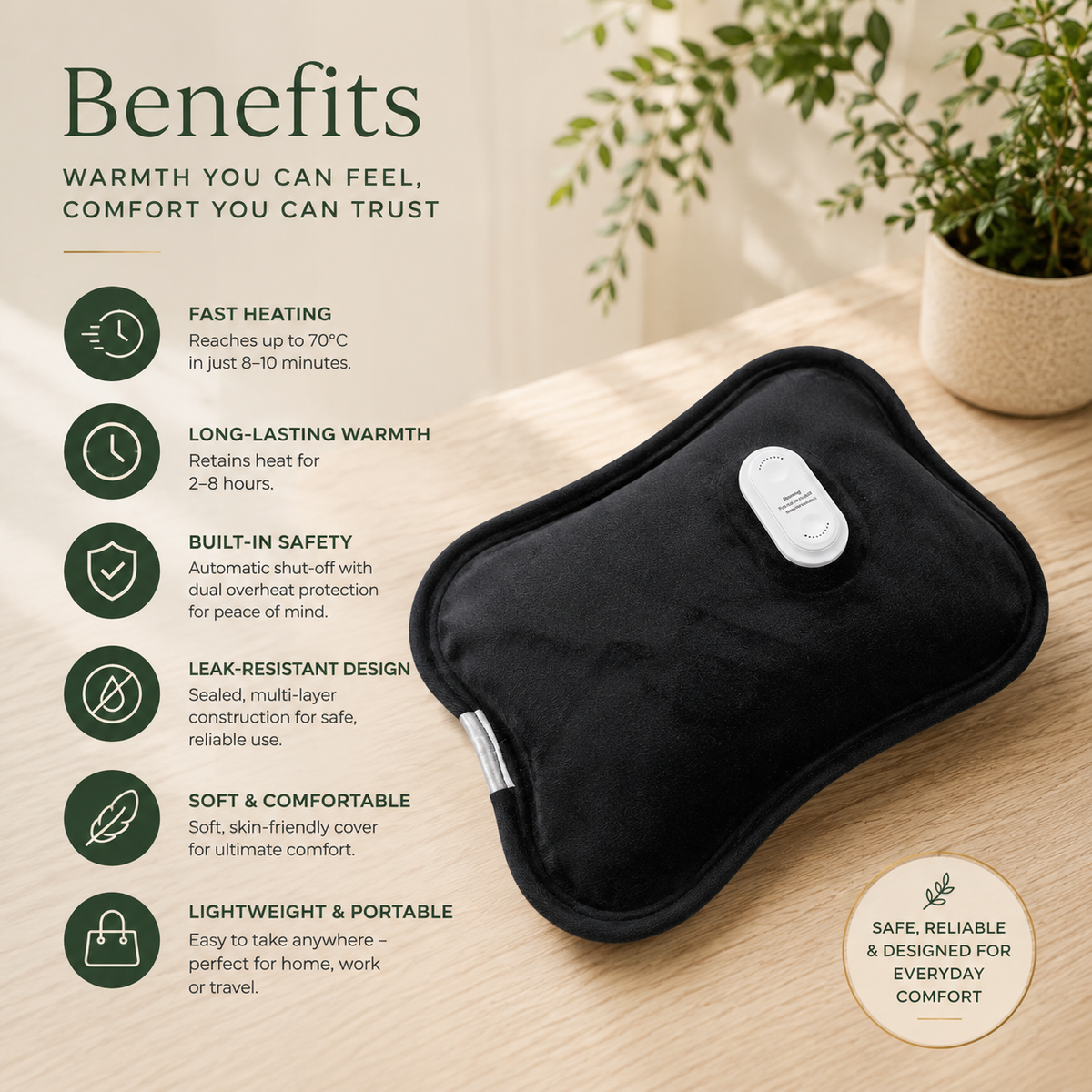 Rechargeable Electric Hot Water Bottle - Lenoxx