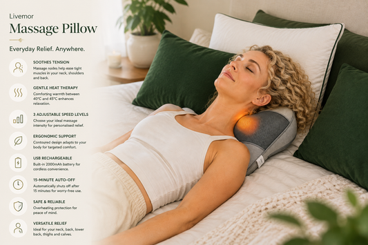 Livemor Back Massager with Heat, USB Neck and Shoulder Massage Pillow