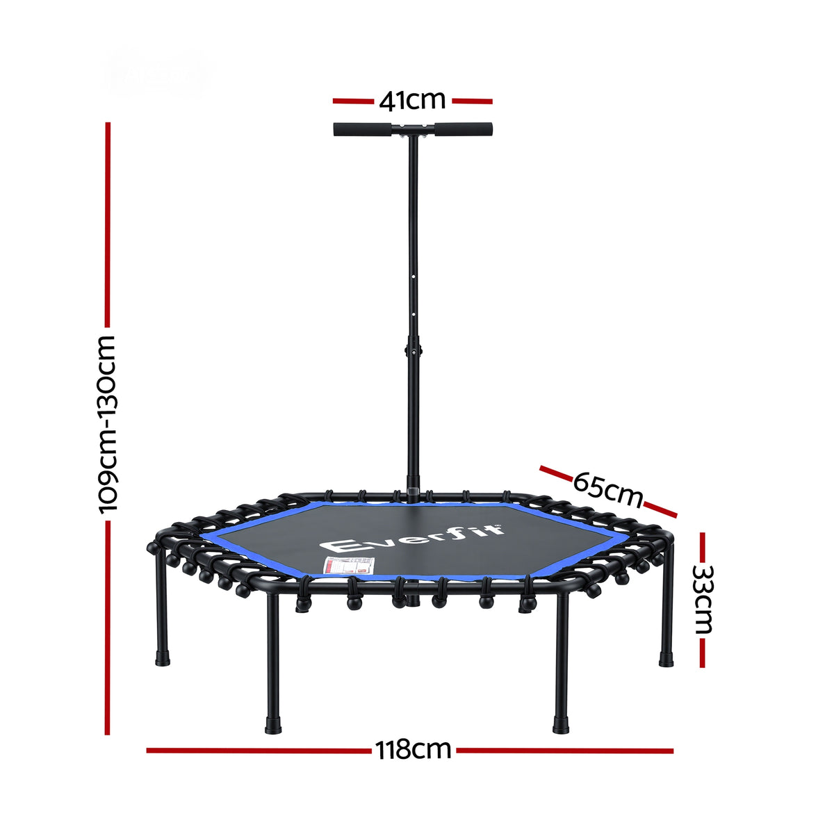 Everfit 48-Inch Fitness Trampoline with Adjustable Handrail - Blue