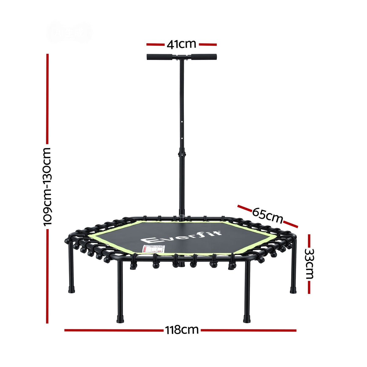 Everfit 48-Inch Fitness Trampoline with Adjustable Handrail - Green