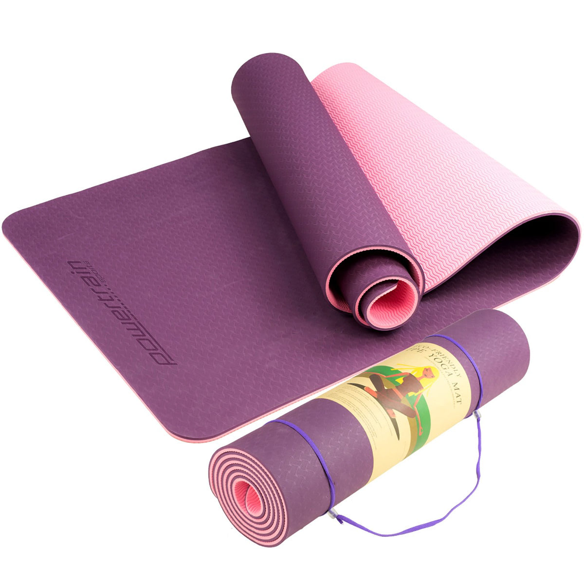 Exercise Mat with carry strap - Dark Purple