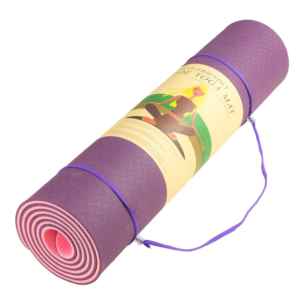 Exercise Mat with carry strap - Dark Purple